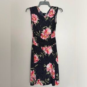 Enfocus Studio Black Dress with Pink Floral Design